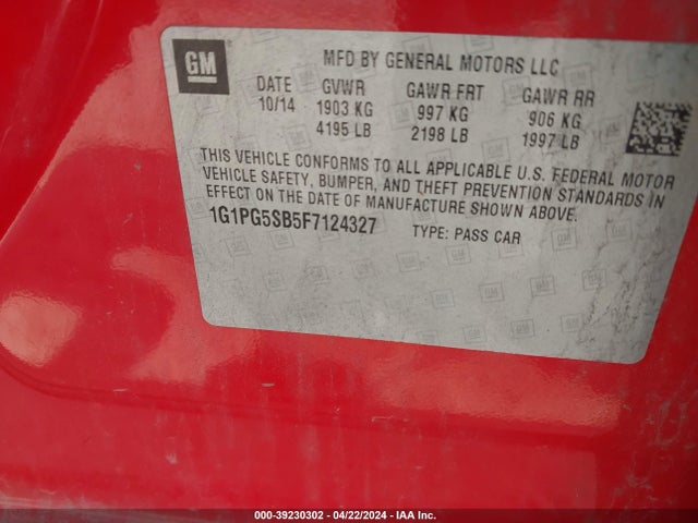 Chevrolet CRUZE LTZ 2015 1G1PG5SB5F7124327 Image 9