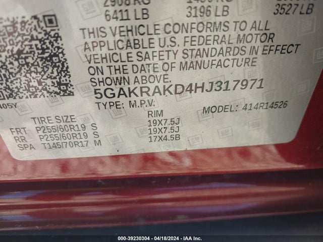 5GAKRAKD4HJ317971 Buick Enclave Convenience