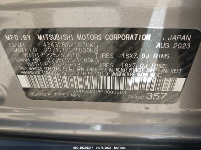 JA4ARUAU8RU000203 Mitsubishi Outlander Sport 2.0 Es Awc