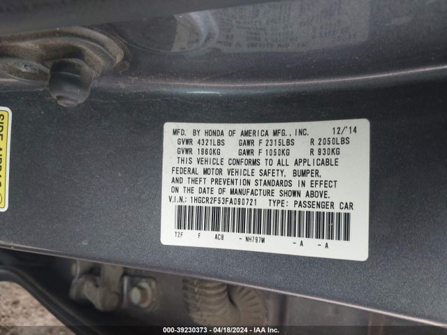 Honda Accord Sport 2015 1HGCR2F53FA090721 Image 9