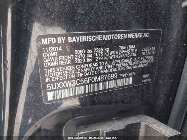 5UXXW3C56F0M87699 BMW X4 Xdrive28i