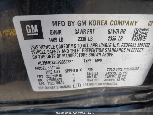 KL79MUSL0PB050337 Chevrolet Trailblazer Awd Rs
