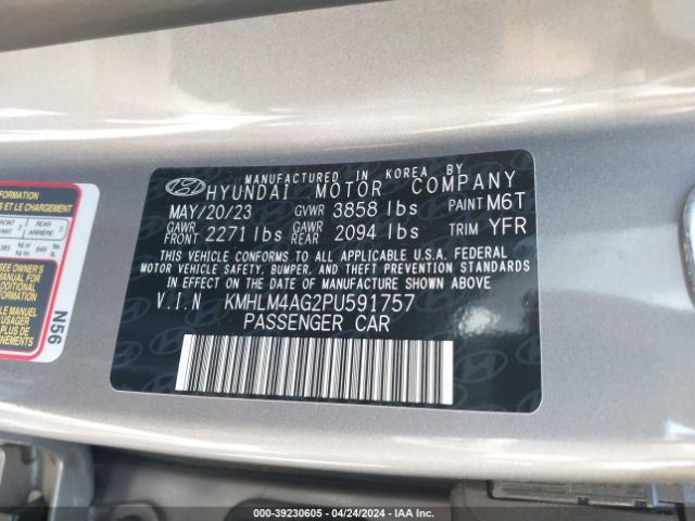 KMHLM4AG2PU591757 Hyundai ELANTRA SEL