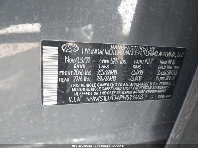 Hyundai Santa Fe Se 2023 5NMS1DAJ4PH523603 Image 9