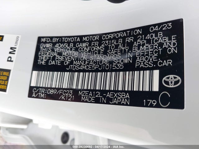 Toyota COROLLA SE 2023 JTDS4MCE5PJ101535 Image 9