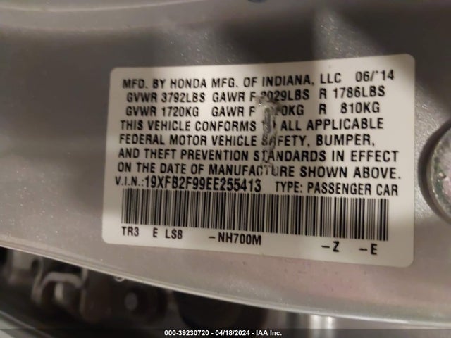 Honda Civic Ex-l 2014 19XFB2F99EE255413 Image 9