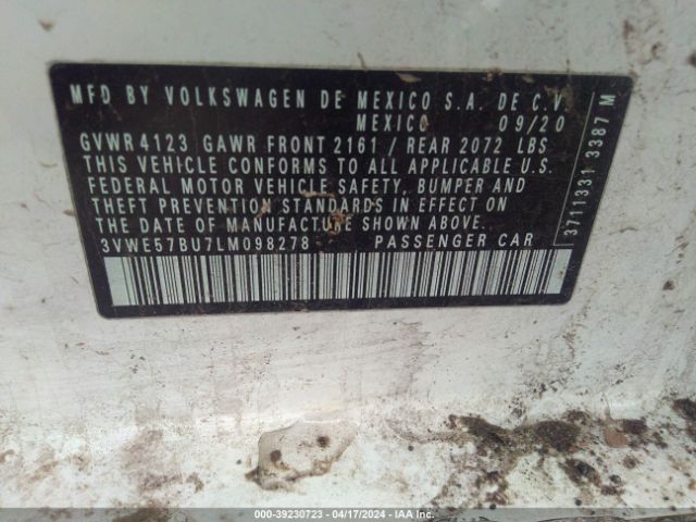 3VWE57BU7LM098278 Volkswagen Jetta 1.4t Sel