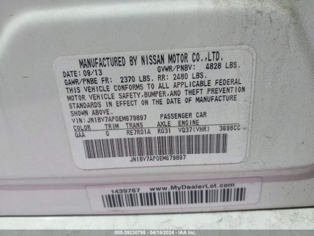 JN1BV7AP0EM679897 Infiniti Q50 Premium