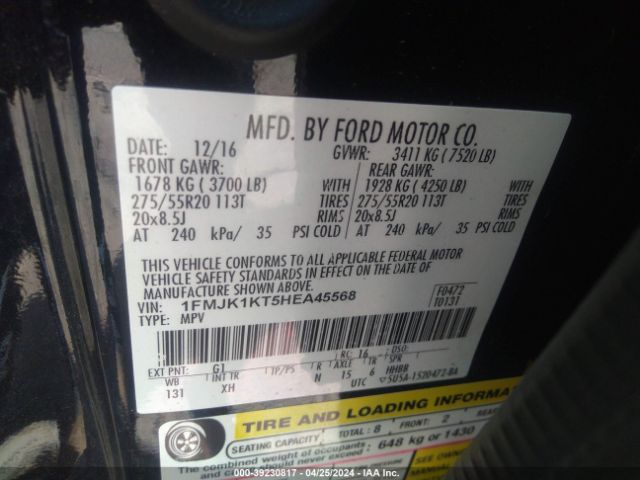 1FMJK1KT5HEA45568 Ford Expedition El Limited