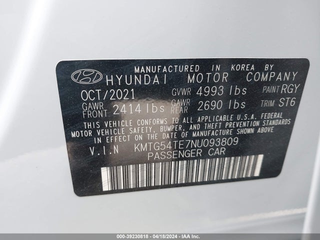 KMTG54TE7NU093809 Genesis G70 3.3t Awd