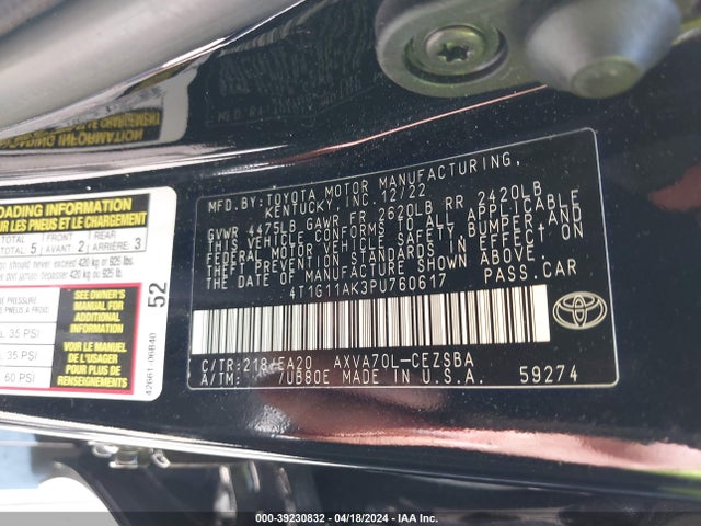 Toyota CAMRY SE 2023 4T1G11AK3PU760617 Image 9