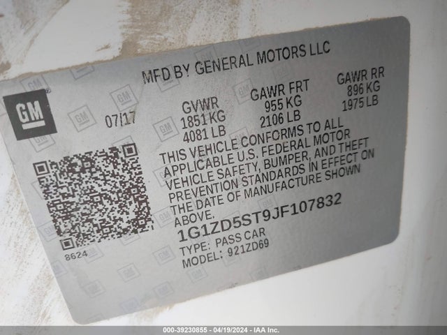 Chevrolet lfv - direct injection, variable valve timing, gen 1 2018 1G1ZD5ST9JF107832 Image 26