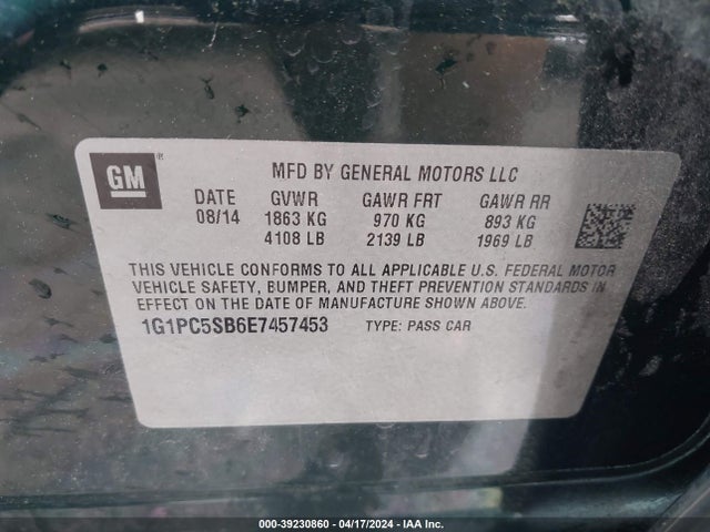 Chevrolet Cruze 1lt Auto 2014 1G1PC5SB6E7457453 Image 9