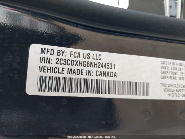 2C3CDXHG6NH244531 Dodge Charger Gt Rwd