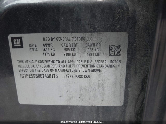 Chevrolet Cruze 2lt Auto 2014 1G1PE5SB0E7438178 Image 9