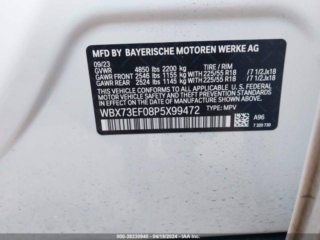 BMW X1 Xdrive28i 2023 WBX73EF08P5X99472 Image 9