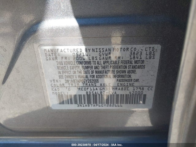 Nissan SENTRA S 2016 3N1AB7AP6GY282666 Image 9