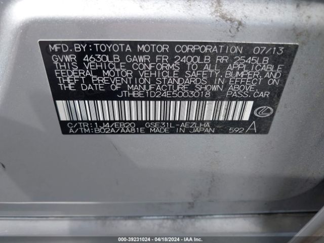 JTHBE1D24E5003018 Lexus IS 350
