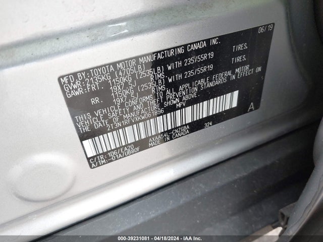 Toyota Rav4 Limited 2019 2T3N1RFVXKW061896 Image 9