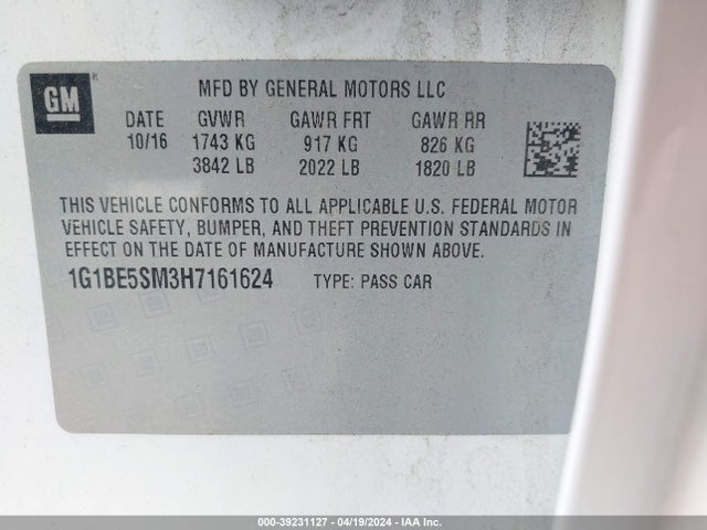 Chevrolet Cruze Lt Auto 2017 1G1BE5SM3H7161624 Image 9