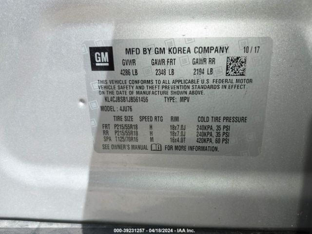 KL4CJBSB1JB561456 Buick Encore Preferred Ii