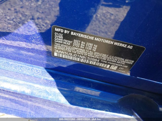 3MW5U9J01N8C50984 BMW 3 Series M340i Xdrive