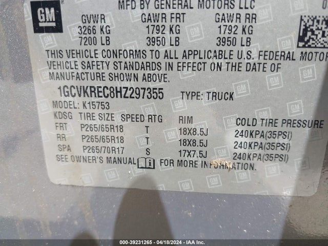 Chevrolet Silverado 1500 1lt 2017 1GCVKREC8HZ297355 Image 9