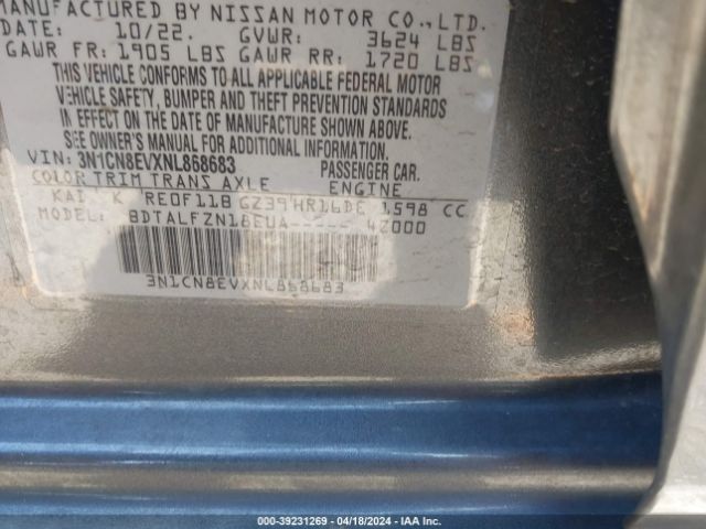 3N1CN8EVXNL868683 Nissan Versa 1.6 Sv Xtronic Cvt