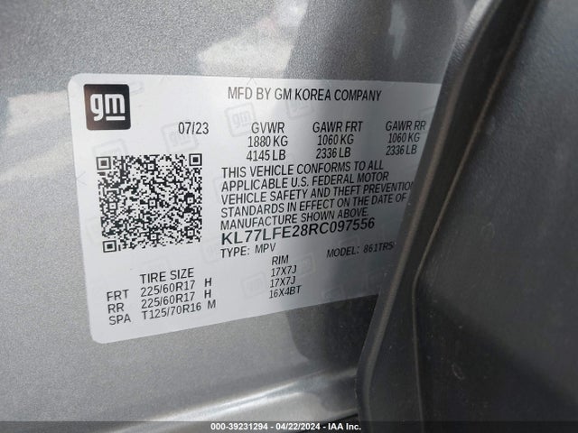 Chevrolet Trax Fwd Sp 2024 KL77LFE28RC097556 Image 9