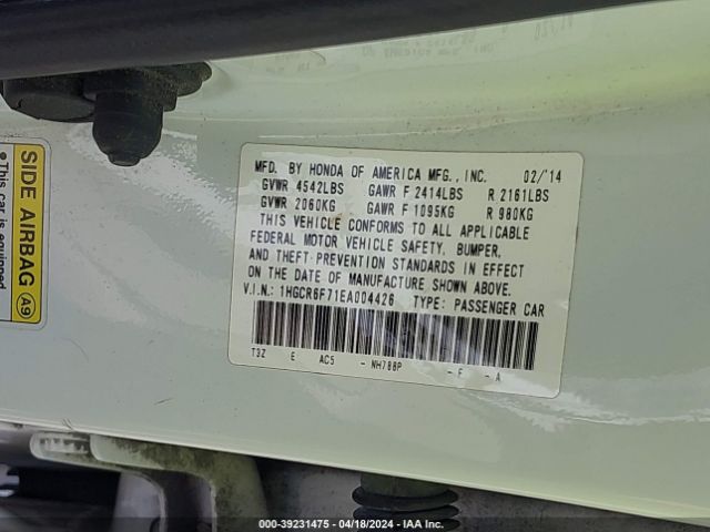 1HGCR6F71EA004426 Honda Accord Hybrid Touring