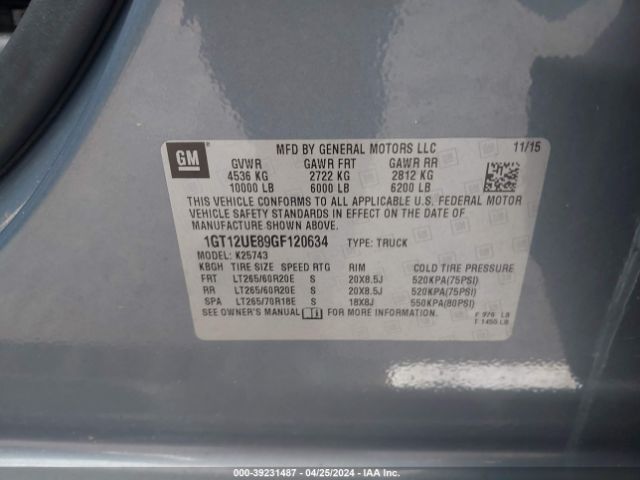1GT12UE89GF120634 GMC Sierra 2500hd Denali