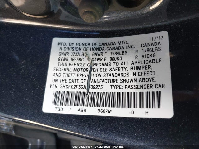 Honda Civic Lx 2018 2HGFC2F56JH508875 Image 9