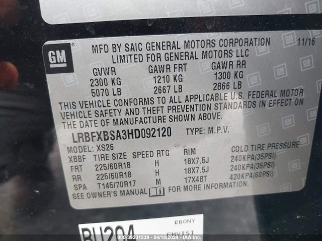LRBFXBSA3HD092120 Buick Envision Essence