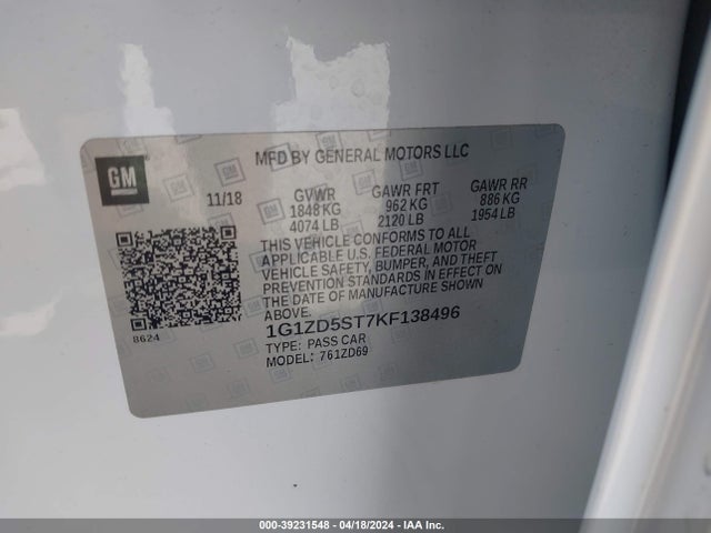 Chevrolet MALIBU LT 2019 1G1ZD5ST7KF138496 Image 9