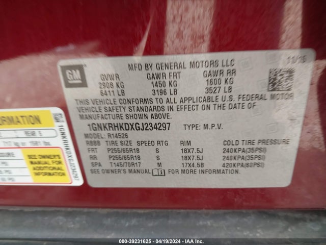 Chevrolet Traverse 2lt 2016 1GNKRHKDXGJ234297 Image 9