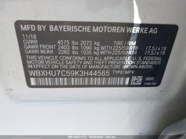 BMW X1 Sdrive28i 2019 WBXHU7C59K3H44565 Image 9