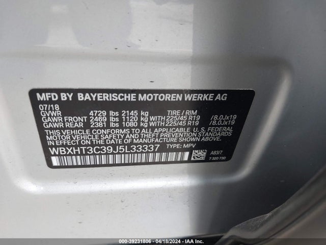 BMW X1 Xdrive28i 2018 WBXHT3C39J5L33337 Image 9