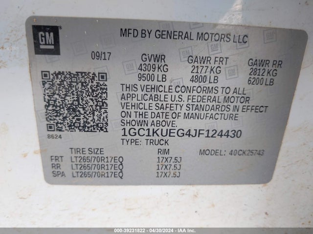Chevrolet Silverado 2500hd Wt 2018 1GC1KUEG4JF124430 Image 9