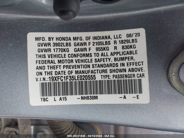 19XFC1F35LE020555 Honda CIVIC EX