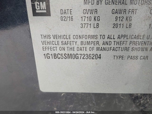 Chevrolet Cruze Ls Auto 2016 1G1BC5SM0G7236204 Image 9