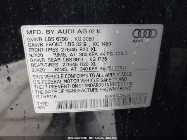 WA1LGAFE5ED016366 Audi Q7 3.0t Premium