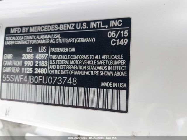 55SWF4JB0FU073748 Mercedes-Benz C 300 Luxury/sport