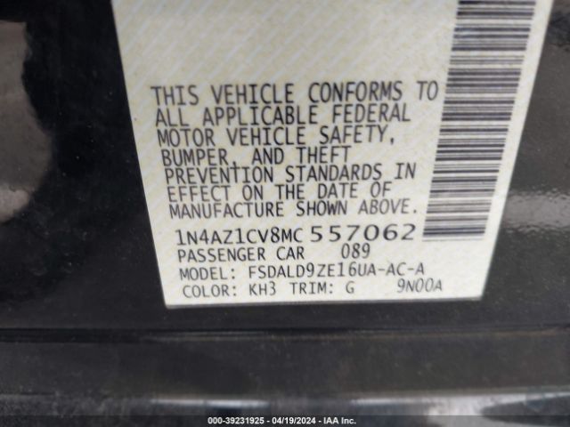 1N4AZ1CV8MC557062 Nissan Leaf Sv 40 Kwh