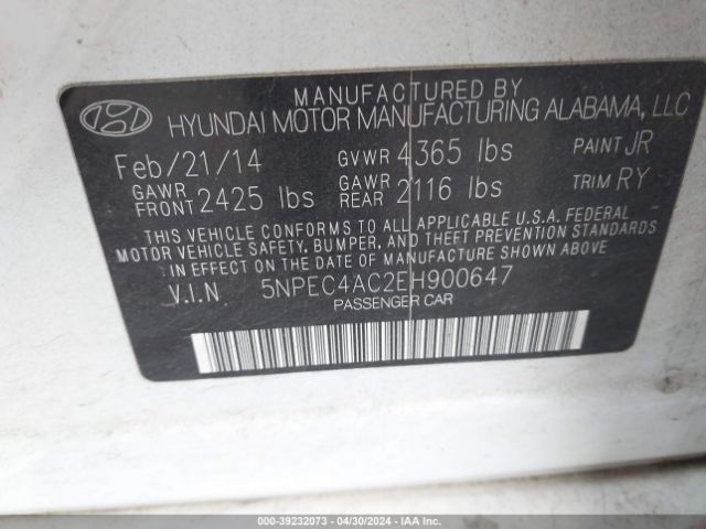 5NPEC4AC2EH900647 Hyundai Sonata Limited