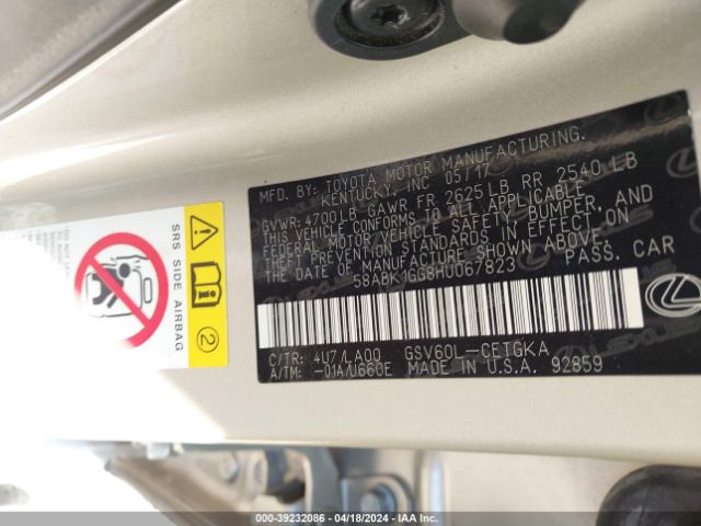 2017 LEXUS ES 350 58ABK1GG8HU067823 Photo 8
