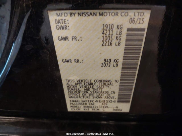 Nissan Altima 2.5 S 2015 1N4AL3AP1FC468504 Image 9
