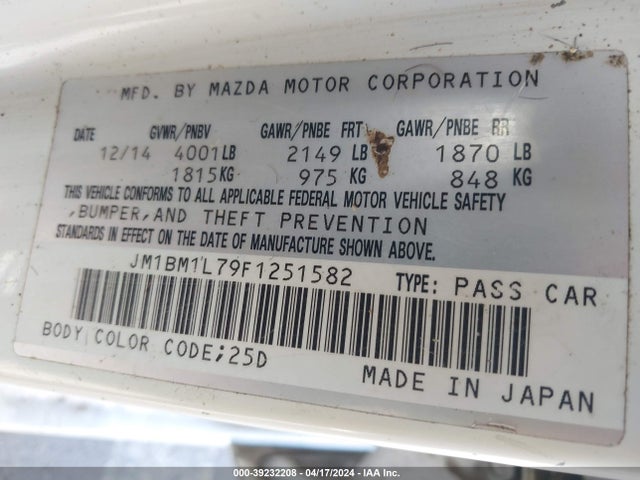 Mazda Mazda3 I Touring 2015 JM1BM1L79F1251582 Image 9