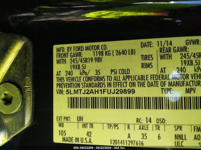 5LMTJ2AH1FUJ29899 Lincoln MKC