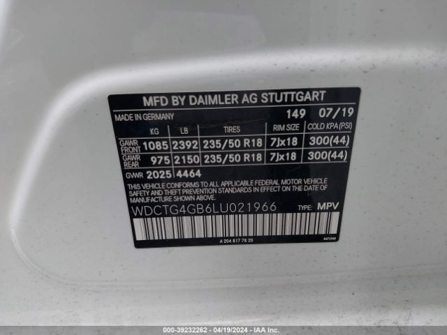 WDCTG4GB6LU021966 Mercedes-Benz Gla 250 4matic