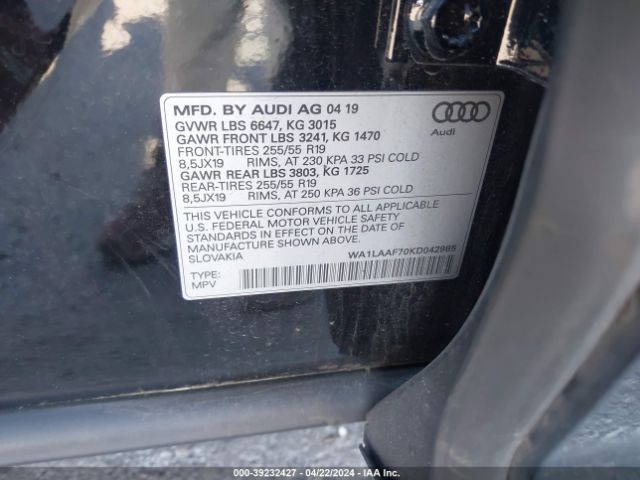 WA1LAAF70KD042985 Audi Q7 55 Premium/55 Se Premium